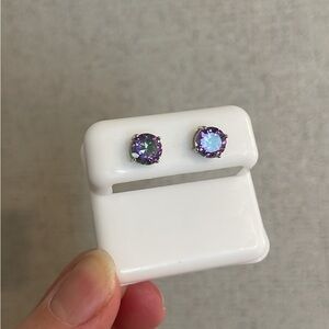 .925 silver mystic topaz post back earrings